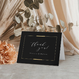 Svart Enkel Modern Elegant Klassisk Bröllop Tack Kort