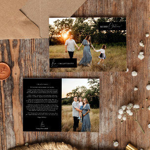 Svart Enkel Modern Jul Familj Nyhets Foto Julkort