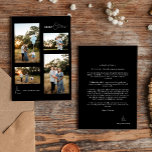 Svart enkel modern jul fyra fotokollage julkort<br><div class="desc">Vi presenterar vår svarta, enkla, moderna julutformning med fyra foto Collage Helgdag Card, där enkelhet möter elegans med lite julcharm. Med en moody svartvit och skarp vit estetik som ger helgdagarna en känsla av ren sofistikering, skapar du det som en contemporary för dem som uppskattar en modern tvist på traditionella...</div>