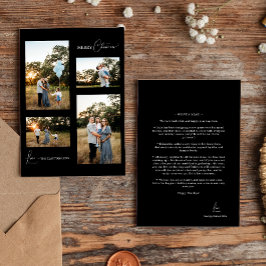 Svart enkel modern jul fyra fotokollage julkort