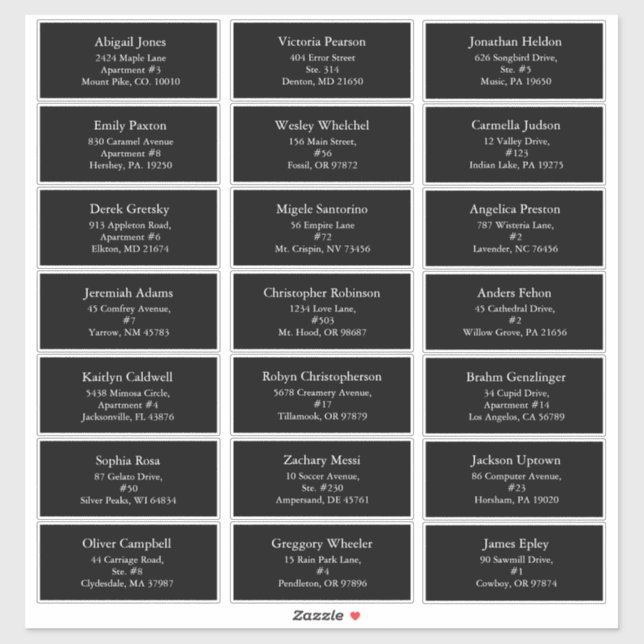 Svart enkel modern julgäst Adress Klistermärken (Ark)