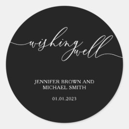 Svart Enkel modern minimalist önskebrunn Runt Klistermärke