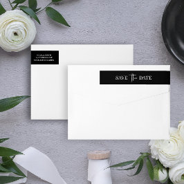 Svart Enkel Modern Minimalistisk | Spara datumet Etikettband