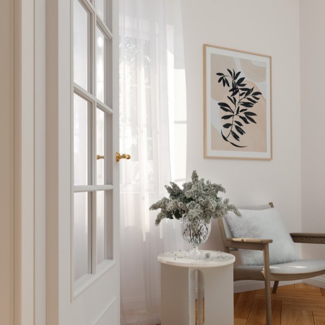 Svart, enkel Scandi-utskrift i gren på vattenfärge Poster (Skapare uppladdad)