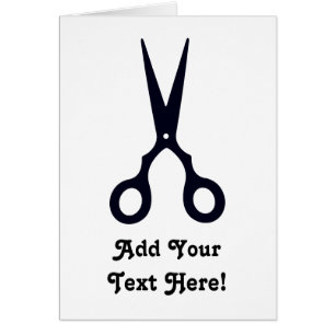 Svart enkelt hår Scissors (barberaren/frisören) Hälsningskort