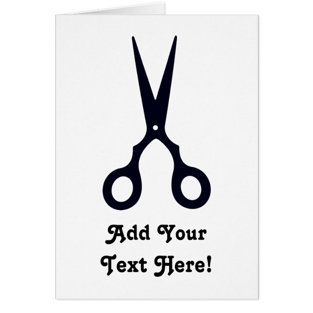 Svart enkelt hår Scissors (barberaren/frisören) Hälsningskort (Framsidan)