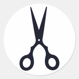 Svart enkelt hår Scissors (barberaren/frisören) Runt Klistermärke