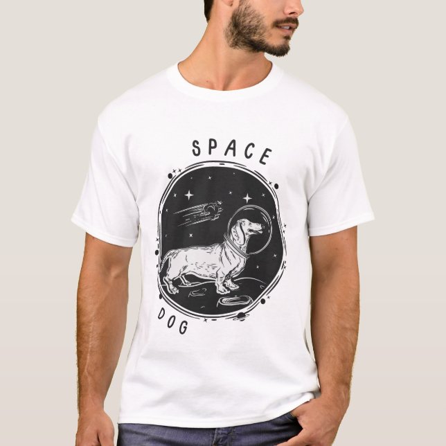 Svart, enkelt, illustrerat utrymme, Hund och Hund  T Shirt (Framsida)