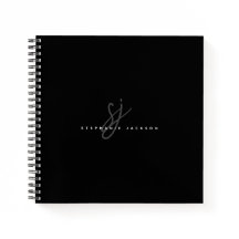 Svart, enkelt, minimalistiskt skript Initialer Mon