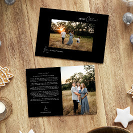 Svart enkelt Modern Julfoto och Brev Julkort