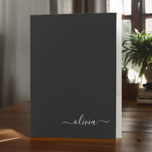 Svart, enkelt Modern Script Monogram Girly Namn