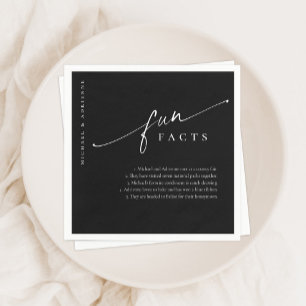 Svart, enkelt Modern Script Roligt Facts Bröllop Pappersservett
