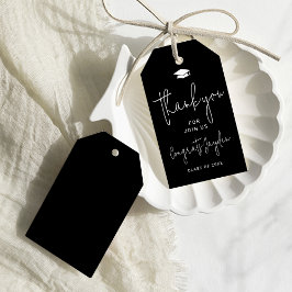 Svart, enkelt Modern Script Student Tack Presentetikett