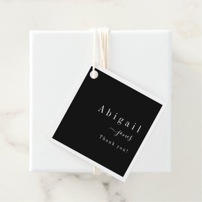 Svart enkelt skript Modern lyx tack Gåvor Etiketter (På plats)