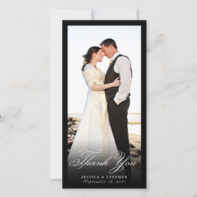 Svart, enkelt Tack 8x4-fotokort för elegant Kort (Framsida)