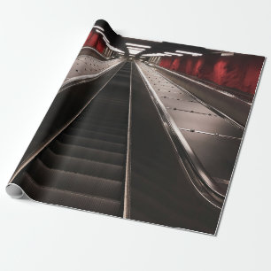 SVART ESKALATOR UTAN MÄNNISKOR PRESENTPAPPER