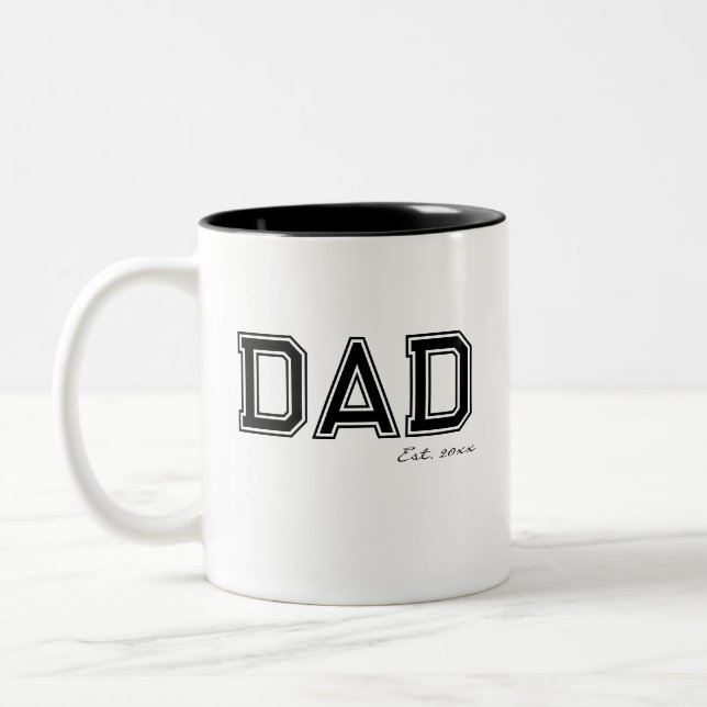 Svart Established 'Pappa' Födelsedags Fars Dags Pr Två-Tonad Mugg (Vänster)