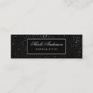 Svart etikett Faux Silver Dot Mönster Mini Visitkort