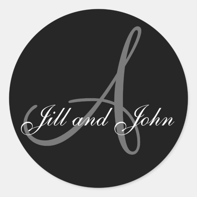 Svart etikett för efternamn Inledande A plus Först (Framsida)