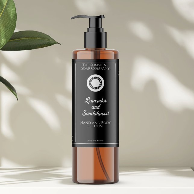 Svart etikett för kosmetikflaska med logotyp (Skapare uppladdad)