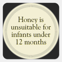 Svart etikettmärkning för spädbarnshonung fyrkantigt klistermärke