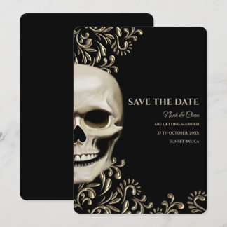 Svart Etnisk Mörk Gotisk Skalle Hallowedding Spara Datumet