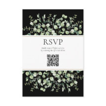 Svart Eukalyptus QR-kod Bröllopsanmälan