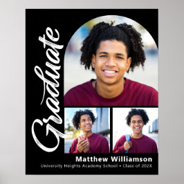 Svart Examen 3 Foto Fet Båge Vit Skrift Poster