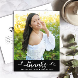 Svart Examen Foto Manus Hjärtan Tack Vykort