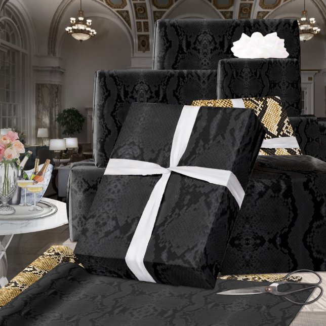 Svart exotisk boa Constritor Snakeskin Presentpapper (Skapare uppladdad)