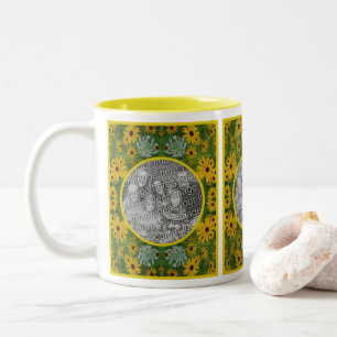 Svart Eyed Susan Daisy Painting Add Your Photo Två-Tonad Mugg