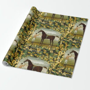 Svart Eyed Susan Derby tävling häst med papprare Presentpapper