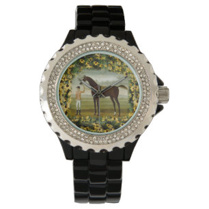 Svart Eyed Susan och racehästjockey Armbandsur