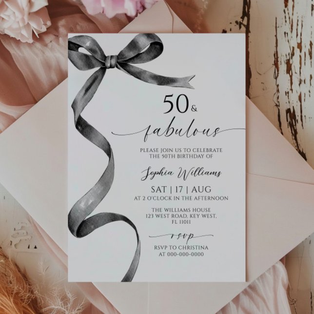 Svart fack 50 och Fabulous Birthday-inbjudan Inbjudningar (Skapare uppladdad)