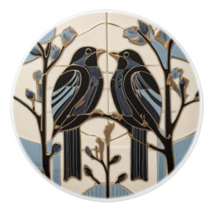 Svart fågel Art nouveau Bird Art Deco Black Bird Knopp