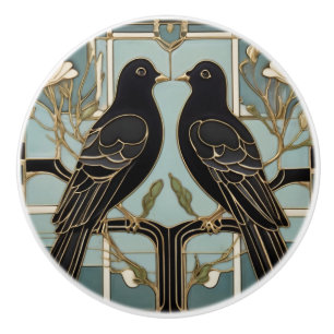 Svart fågel Art nouveau Bird Art Deco dove duva Knopp