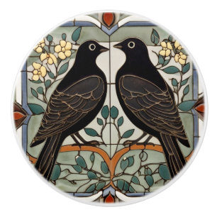 Svart fågel Faux-stenig fågel par Knopp