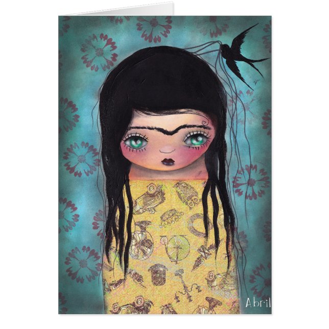 Svart fågel hälsningskort (Framsidan)