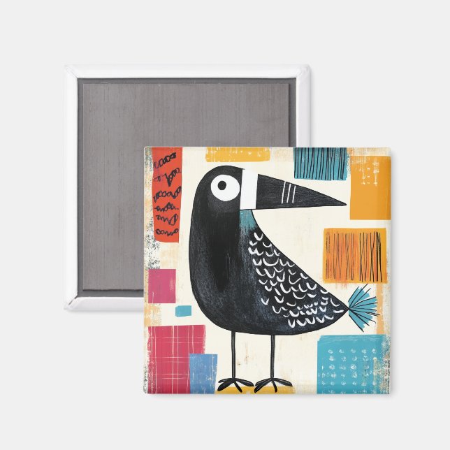 Svart Fågel Modern Konst, Magnet (Front/Back)