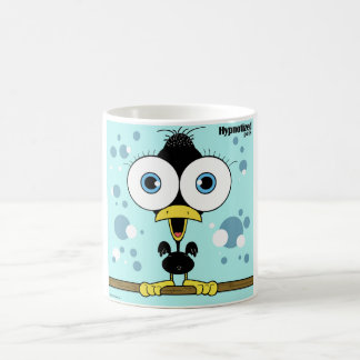 Svart fågel mugg för 11 uns klassikervit