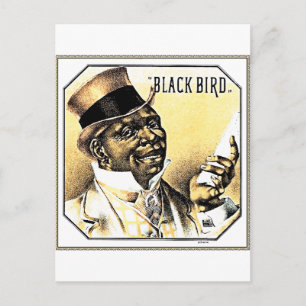 Svart fågel Vintage Cigar Box Art Vykort