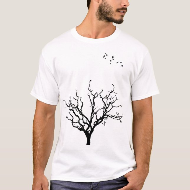Svart fåglar t-shirt (Framsida)