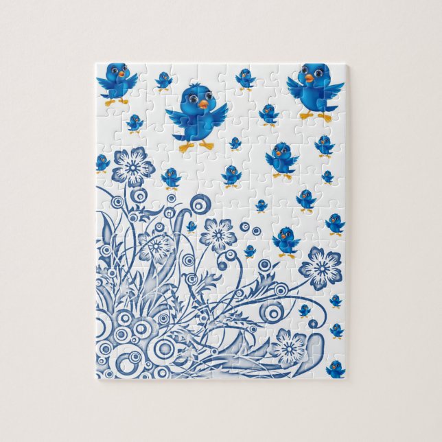 Svart fåglars pussel alla (Vertikal)