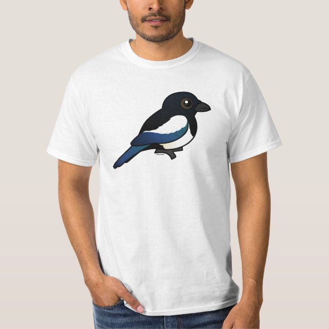 Svart-fakturerad skata t-shirt (Framsida)