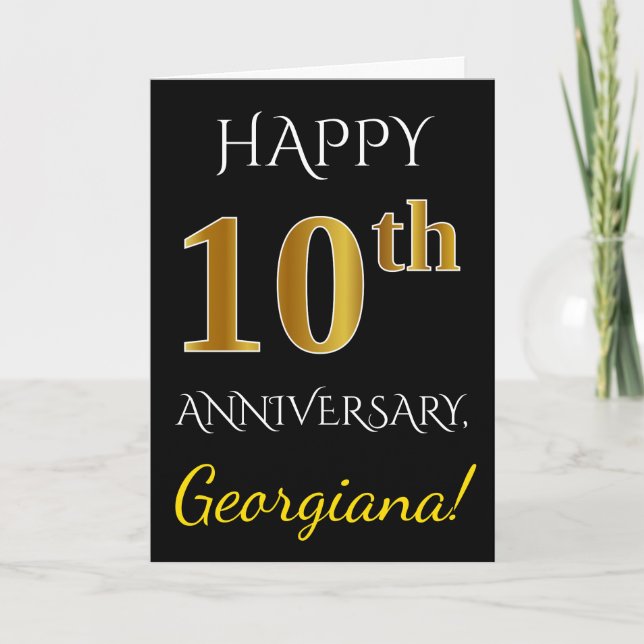 Svart, Falskt Guld 10-årsjubileum + Namn Kort (Framsida)