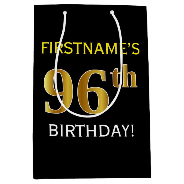 Svart, Falskt Guld 96-årsdag + Anpassat Namn (Framsidan)