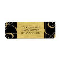 Svart & falskt guld blomvirvel elegant bröllop