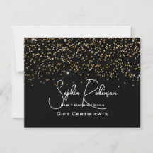 Svart & Falskt Guld Glitter Presentkortskort