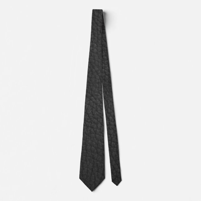 Svart falskt lädertryck grunge bröllop groom män slips (Framsida)