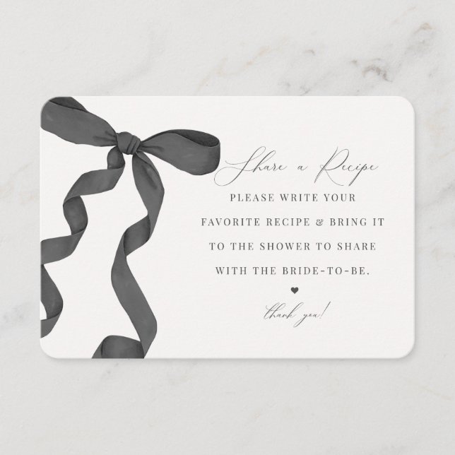 Svart fält Gifter sig  en Recept-infogning Tilläggskort (Framsida)